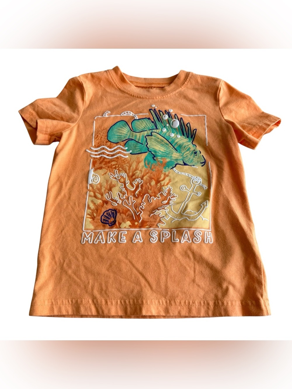 Carter's Orange Tee with Teal Fish Graphic